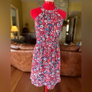 LOFT Red and Blue Floral Dress